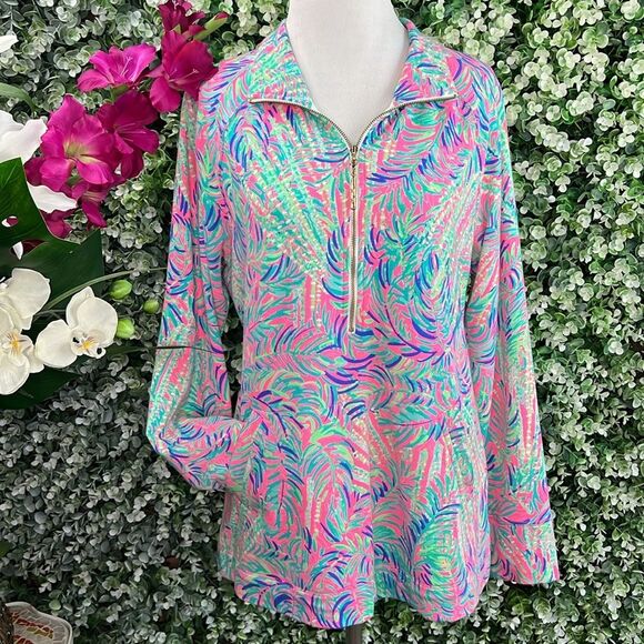 Lilly Pulitzer UPF 50+ Skipper Popover Pink Sunset Coco Breeze - Picture 1 of 14